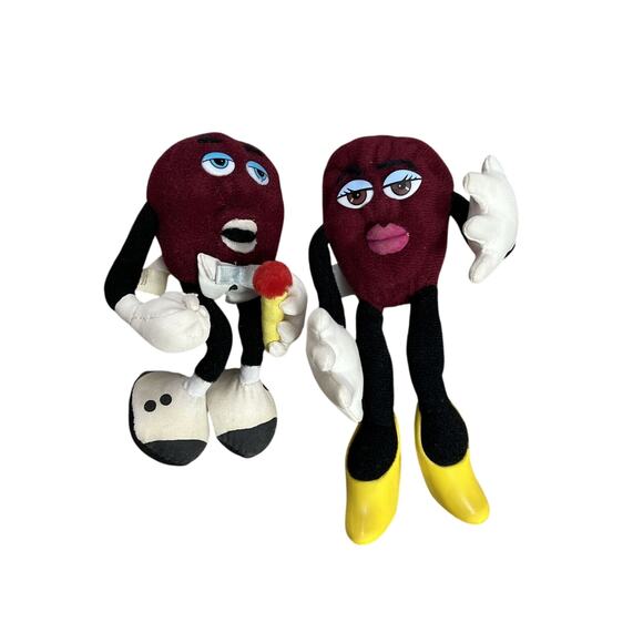 Vintage 1980s Applause The California Raisin Plush Set Of Two - Picture 1 of 5
